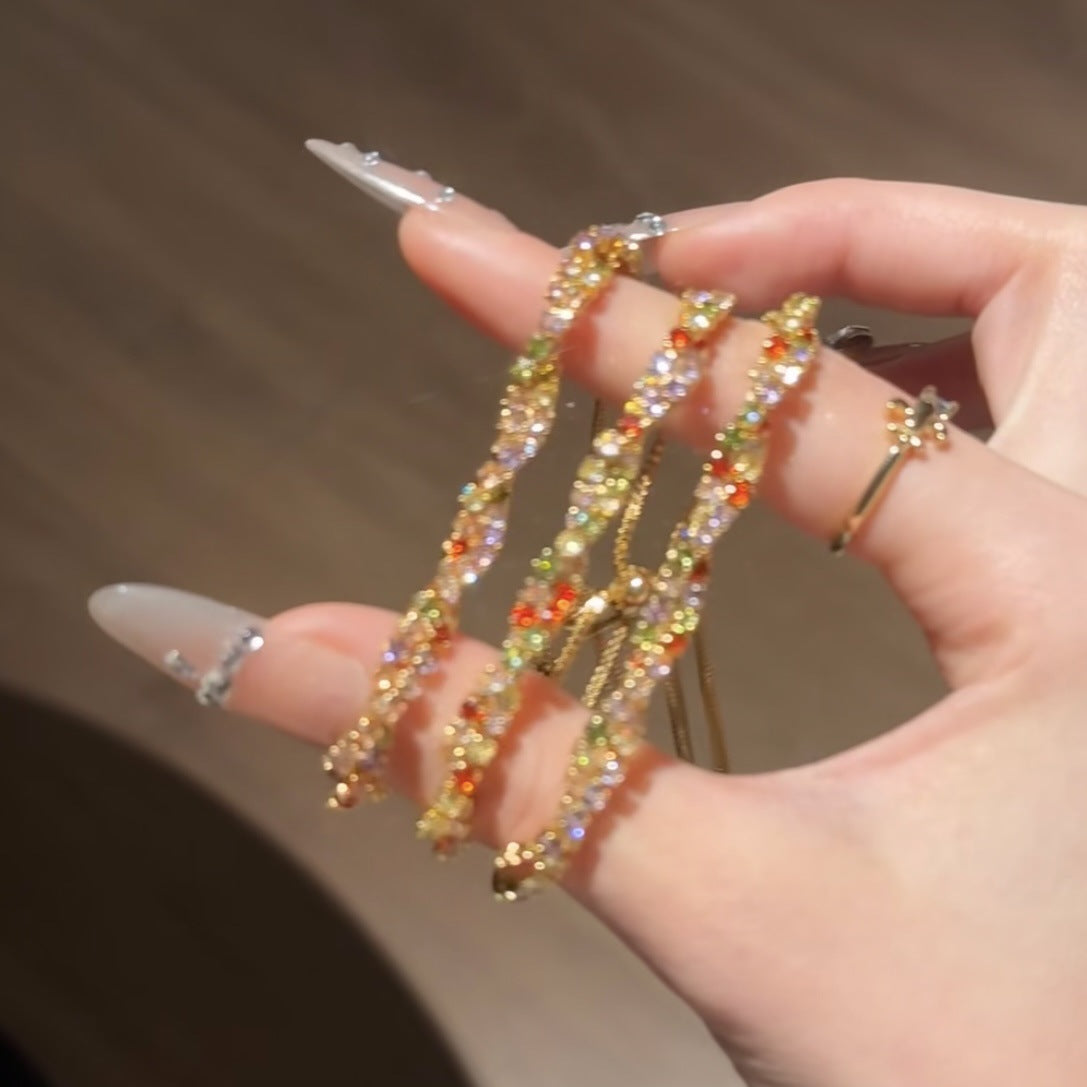 Women's Inlaid Zircon Drawable Fashion Affordable Luxury Style Elegant Graceful Design Bracelet