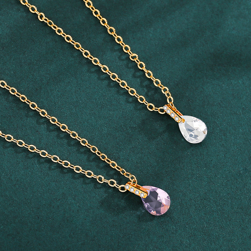 Women's Zircon Water Drops Simple Temperament Clavicle Chain Trendy Necklace