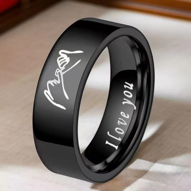 Steel Couple Pairs Of Wind Diamond Niche Simple Rings