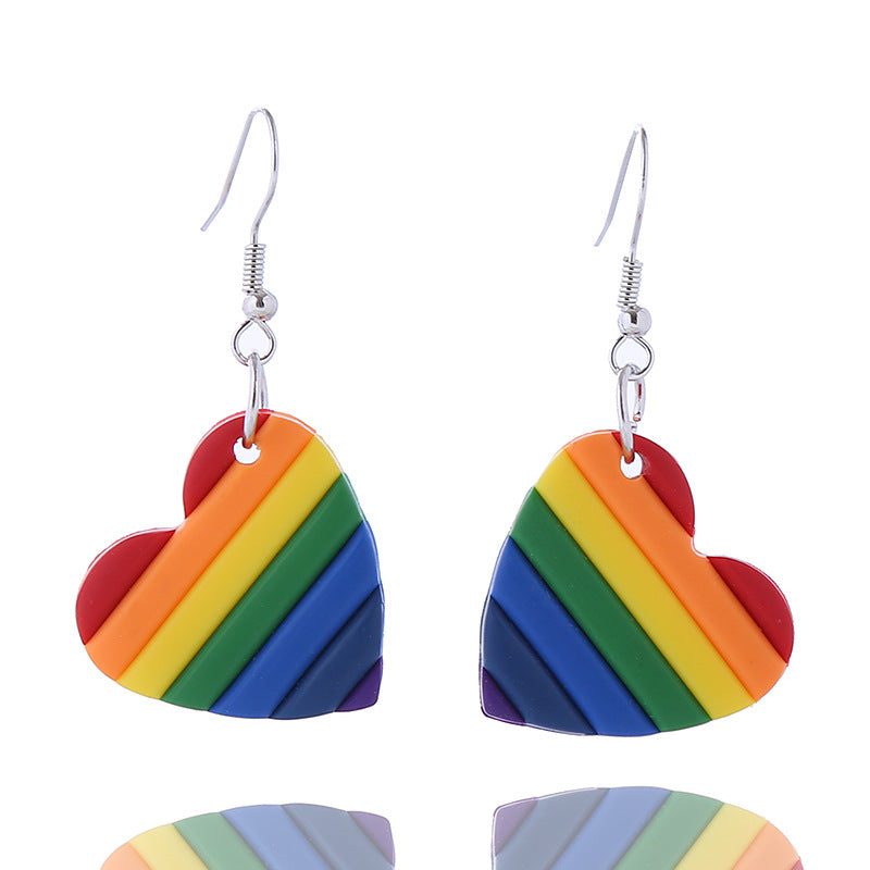 Rainbow Series Fashion Colorful Pin Chain Earrings
