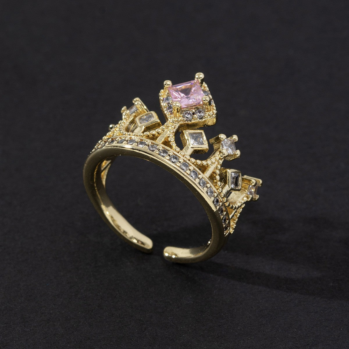 Cute Open Fashion Zircon Female Simple Ring