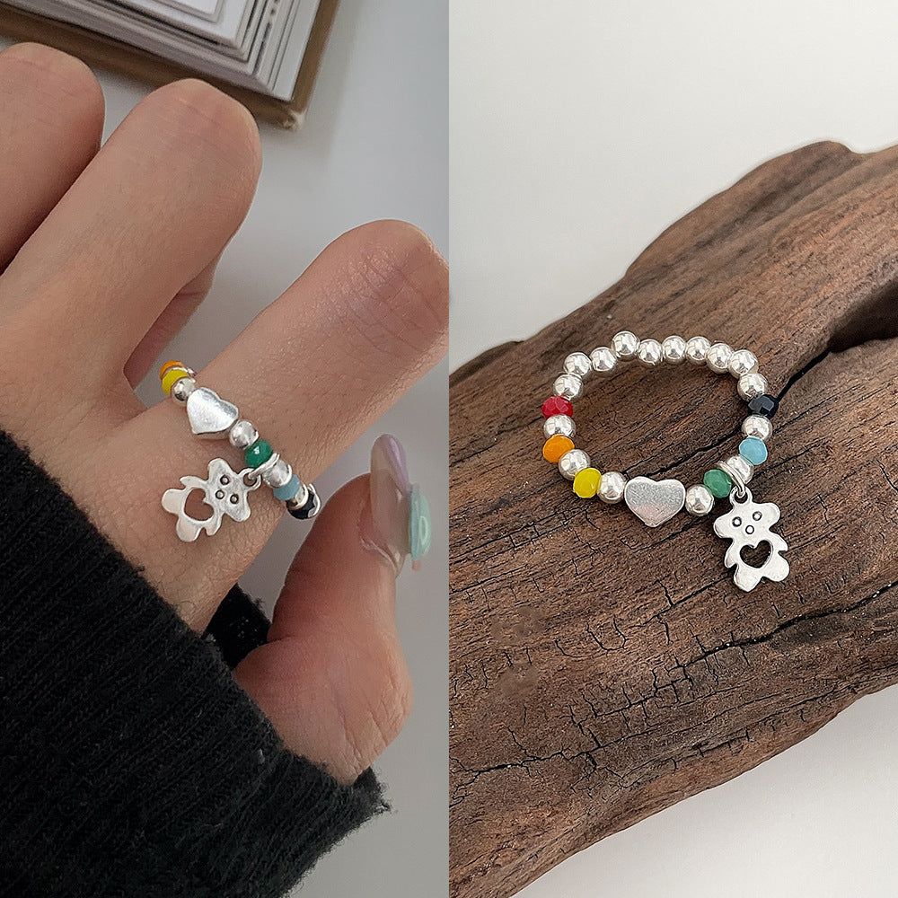 Women's Pull-out Adjustable Retro Fashion Flower Tassel Chain Ring