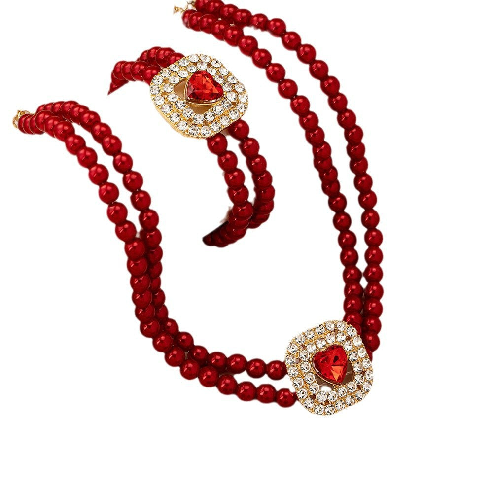 Women's Pearl For Temperamental Minority Design Love Jewelry Set
