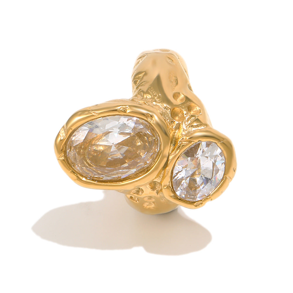 Fashion Personality Stainless Steel Plated Zircon Ring
