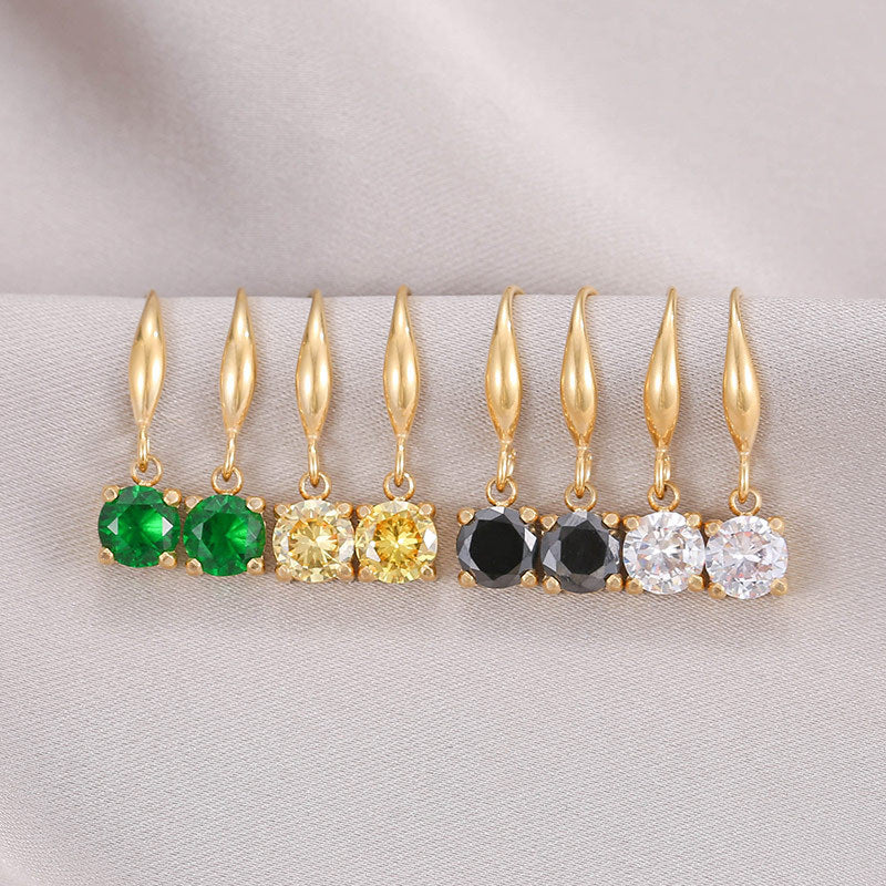 Titanium Steel Rhinestone Female Senior Niche Earrings