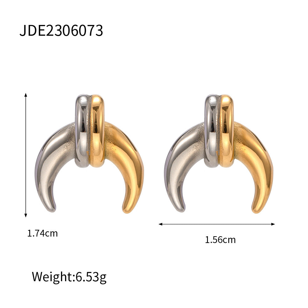 Steel Shaped Contrast Color High Sense Earrings