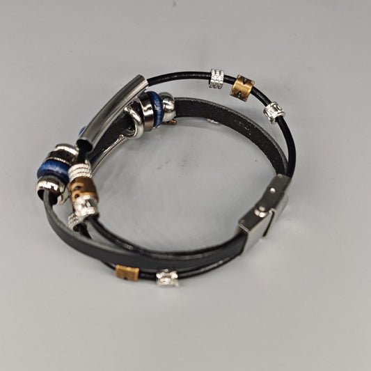Men's Blue Eye Eight Petal Flower Stainless Steel Pair Of Buckles Bracelets