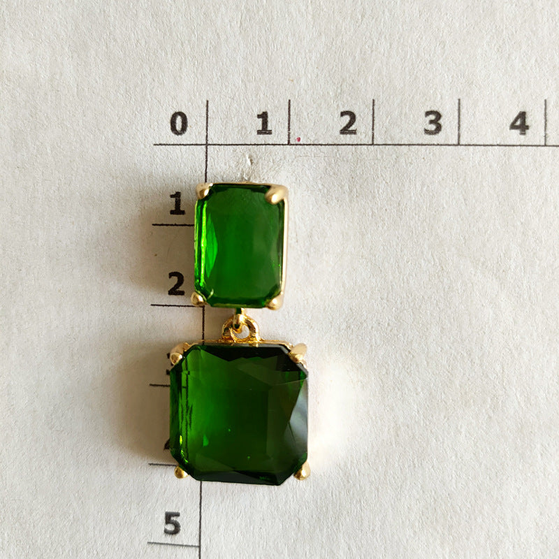 Women's Green Crystal Autumn For Niche Design High-grade Stud Earrings