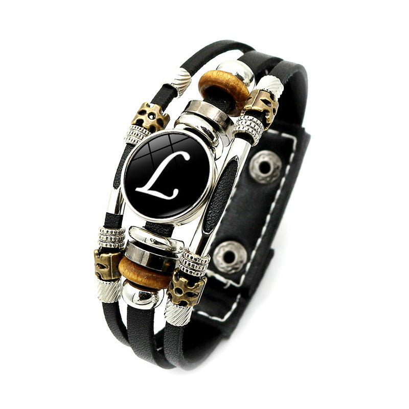 Women's English Letters Retro Punk Beaded Hand Bracelets