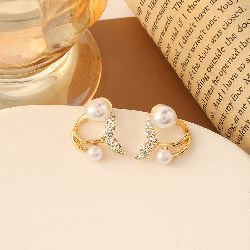 Korean Style Simple Vintage Pearl High-grade Ear Tassel Female Niche Earrings