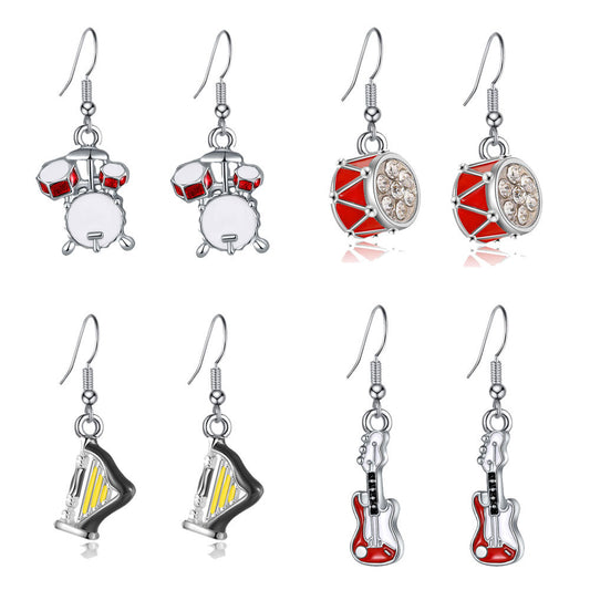 Women's Music Instrument Ear Hook Festival Drum Kit Points Earrings