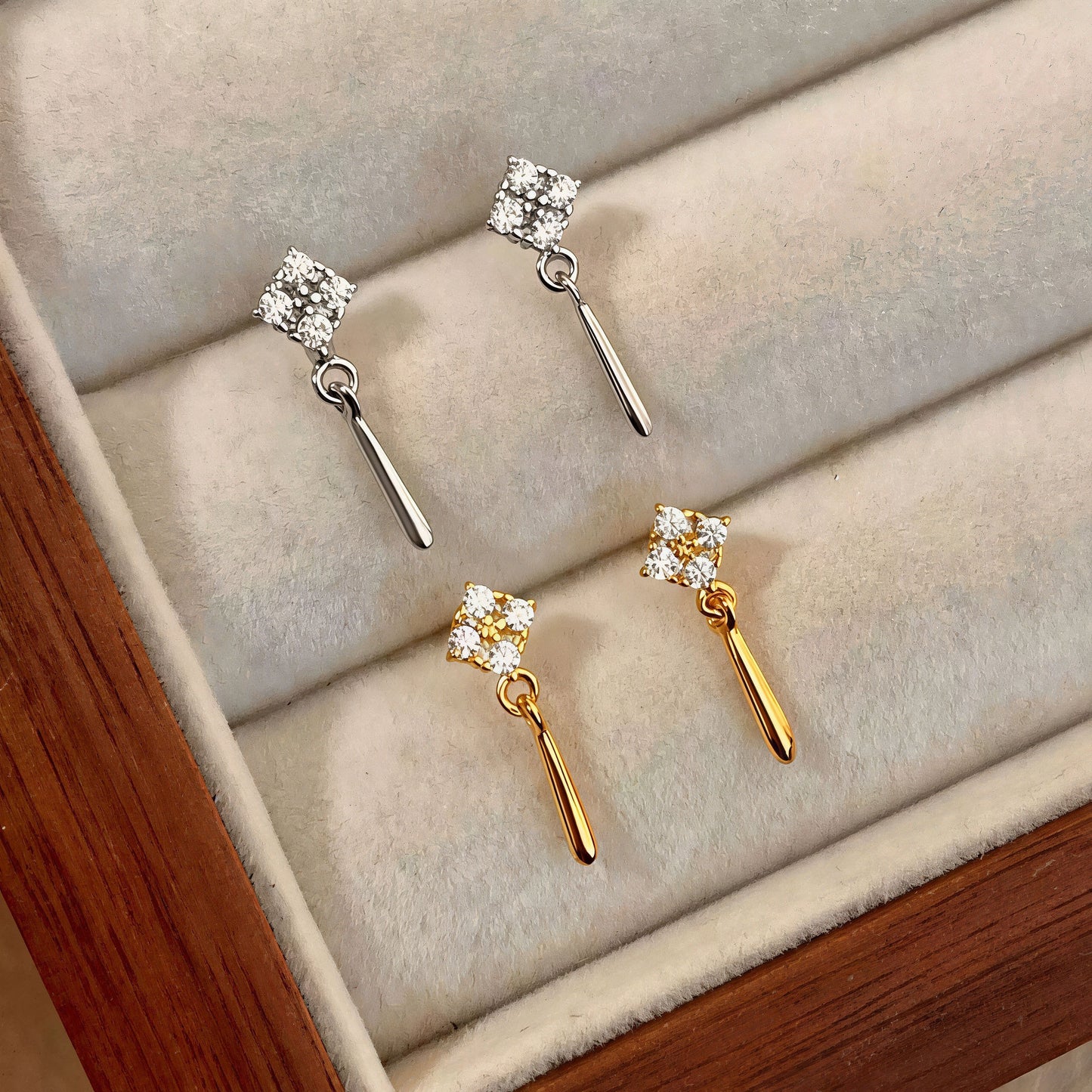 Rhinestone Water Drop Minority Design Simple Elegant Everyday Joker Commuting Earrings