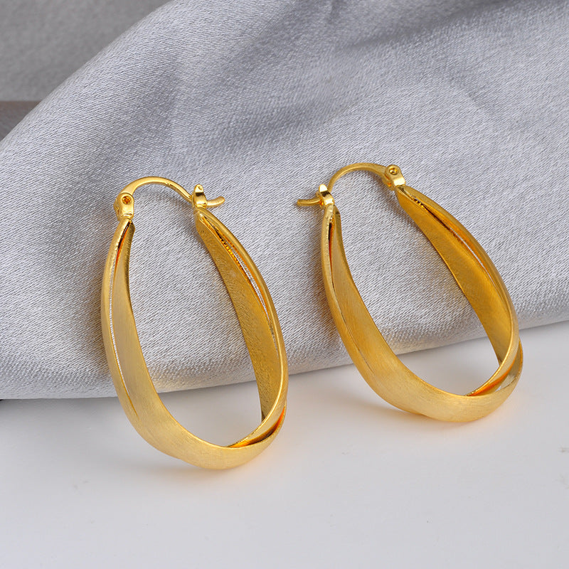 Retro Metallic Matte Brushed Ear Minimalist Earrings