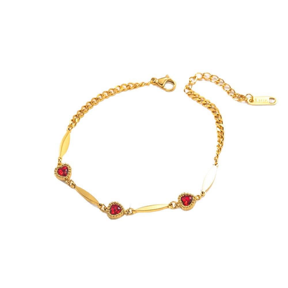 Women's Fashion Love Color Zircon Clavicle Chain Bracelet