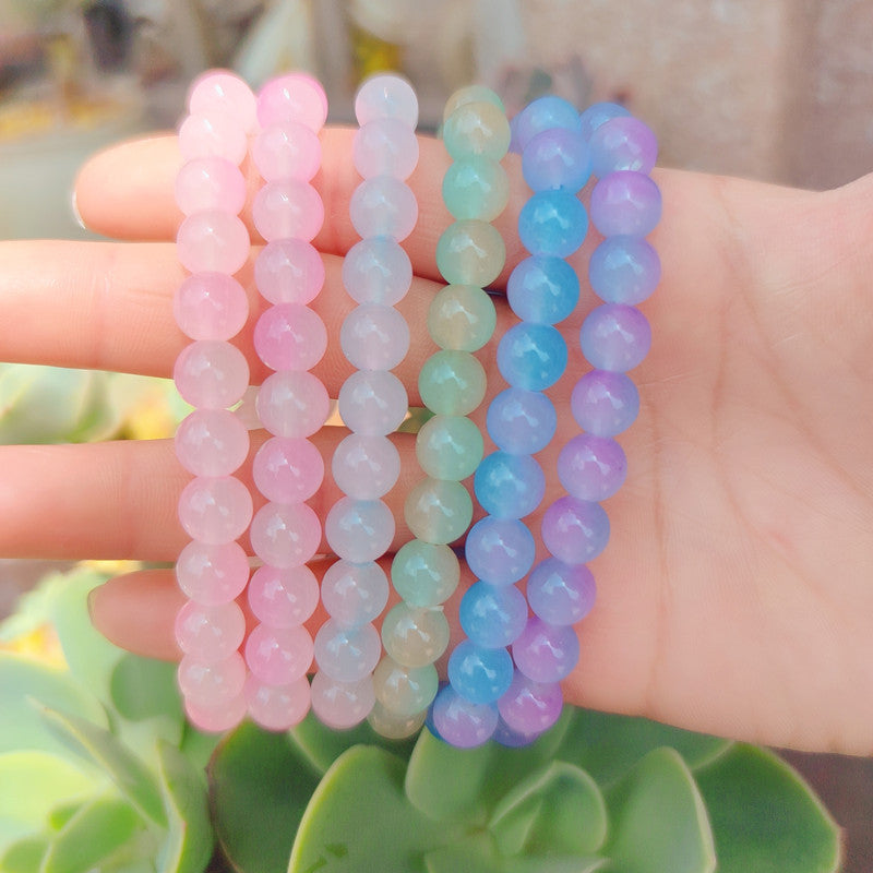 Hand Toy Gradient Color Glass Beads Primary School Beaded Can Bracelets
