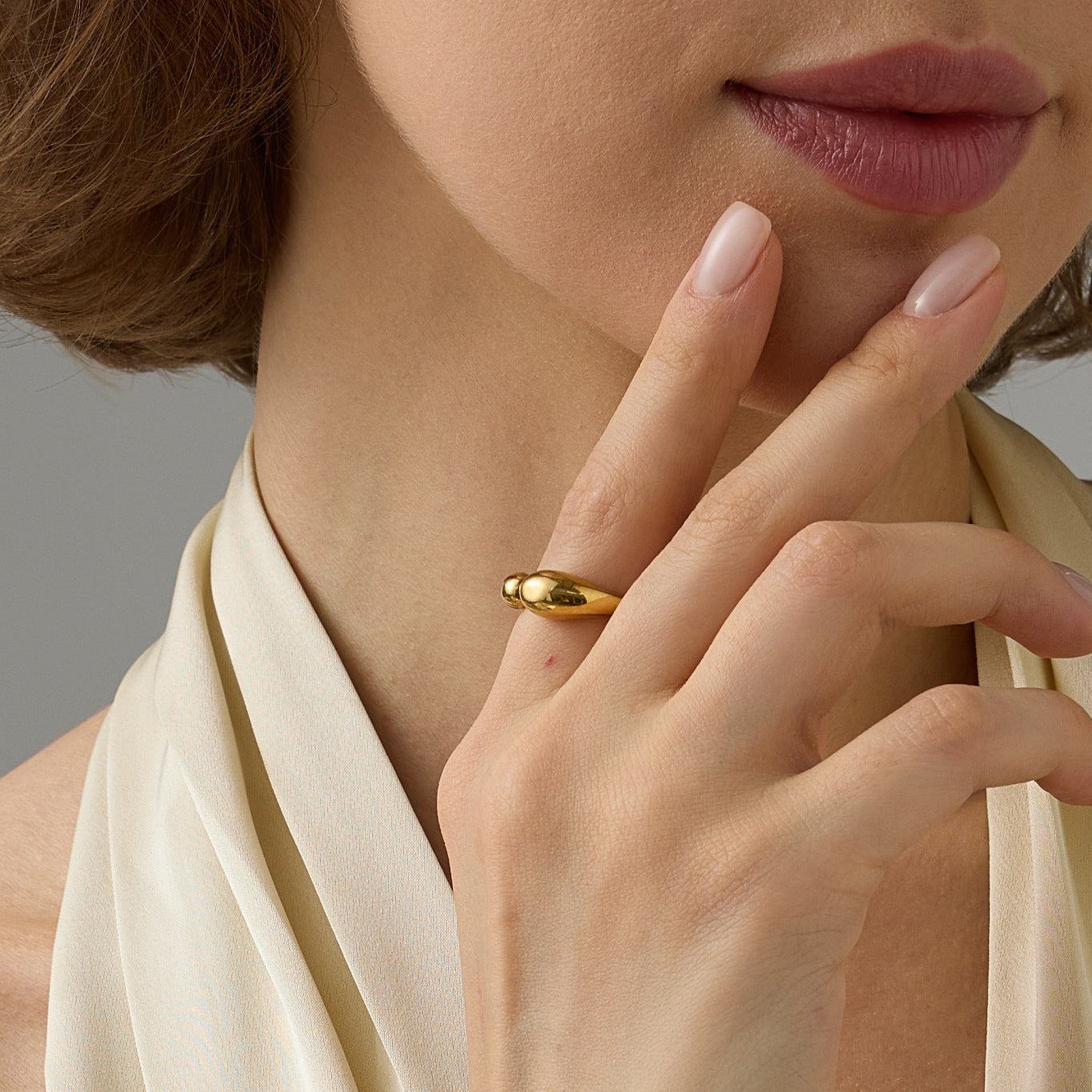 Women's Polish Electroplated Stainless Steel Short Stout Rings