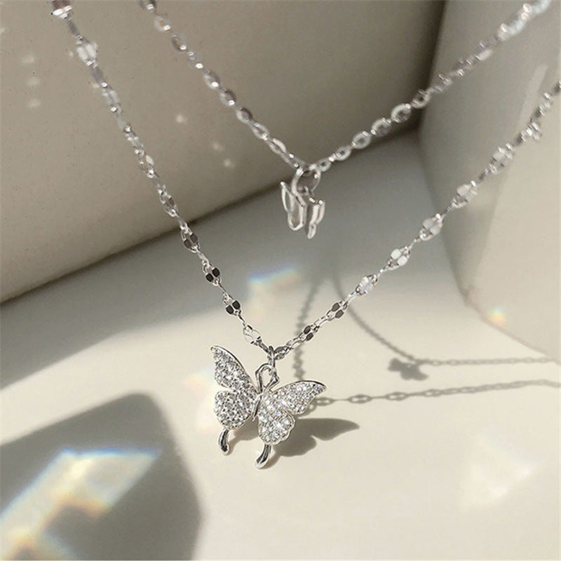 Women's Diamond Butterfly Clavicle Chain Niche Design Necklaces