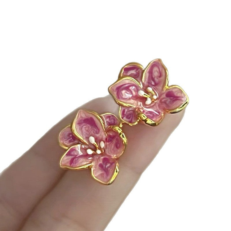 Needle Butterfly Enamel Vintage Court Style Delicate Light Luxury Earrings