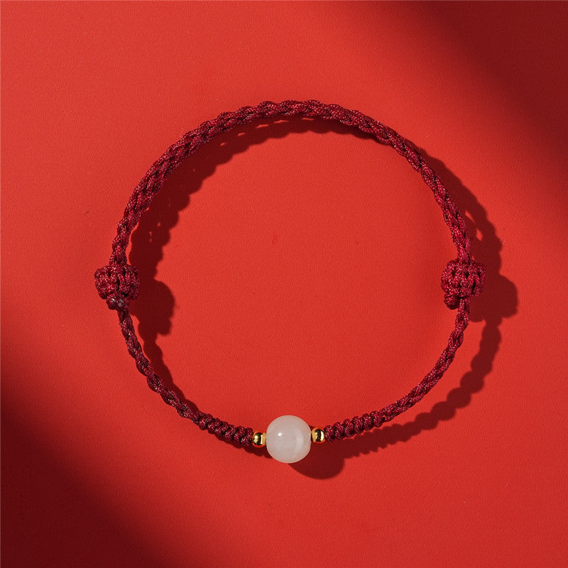 Life Red Rope Woven Cinnabar Jade Ethnic Style Advanced Bracelets