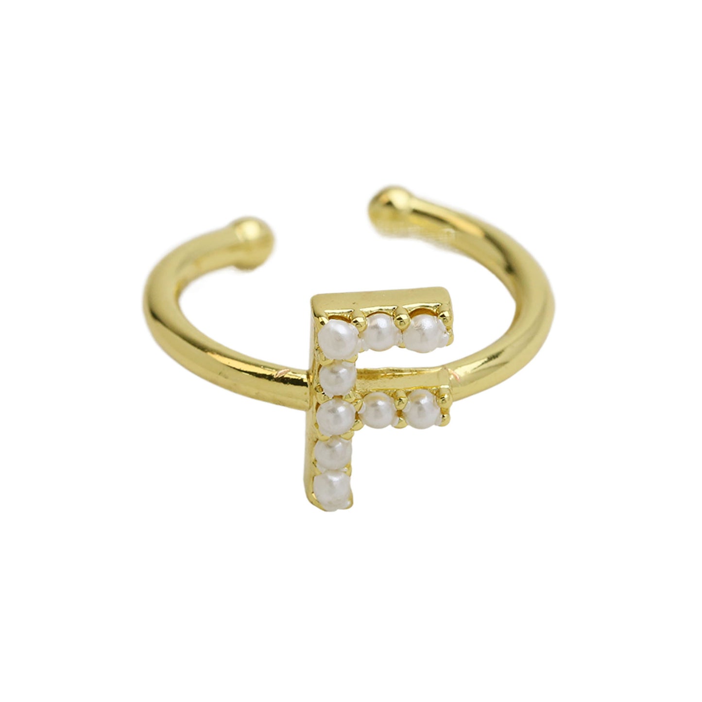 Women's Xi Brass Pearl English Letters Open Rings