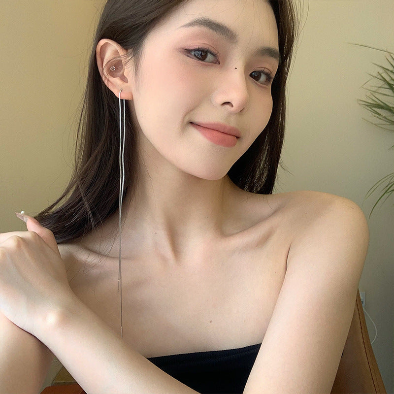 Women's Lengthened Sterling Sier Korean Style Personalized Minimalist Ear Line