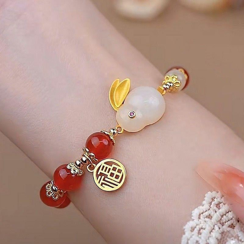 Women's Jade Rabbit Blessing Card For Design Good-looking Girlfriends Bracelets