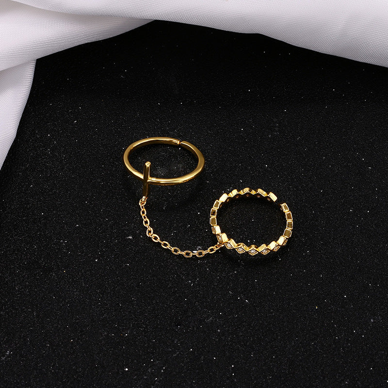 One-piece Cross Fashion Trendy Niche Geometric Double Ring