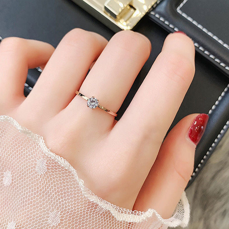 Women's Zircon Fine Titanium Steel Tail Style Diamond Ring