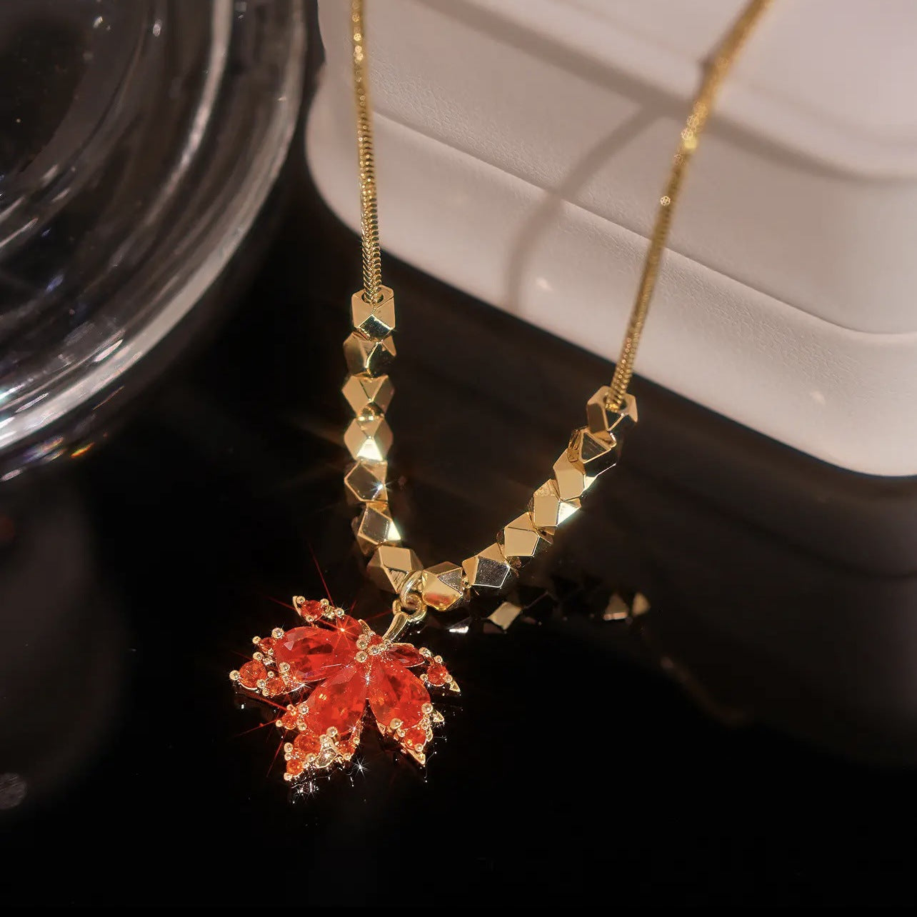 Leaf Sweater Chain Clavicle Crystal Zircon Necklaces