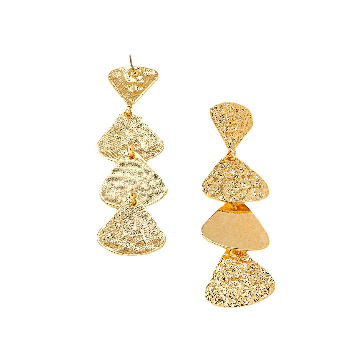 Women's Gold Retro Triangle Convex Texture Geometric Alloy Earrings