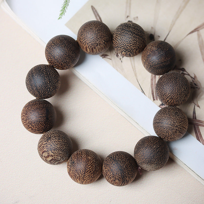 Natural Eaglewood White Round Beads Buddha Bracelet