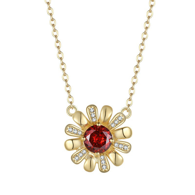 Sterling Sier Daisy Zircon Gold Plating Light Necklaces