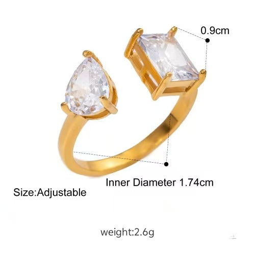Women's Zircon Titanium Steel No Fading Light Luxury Ring