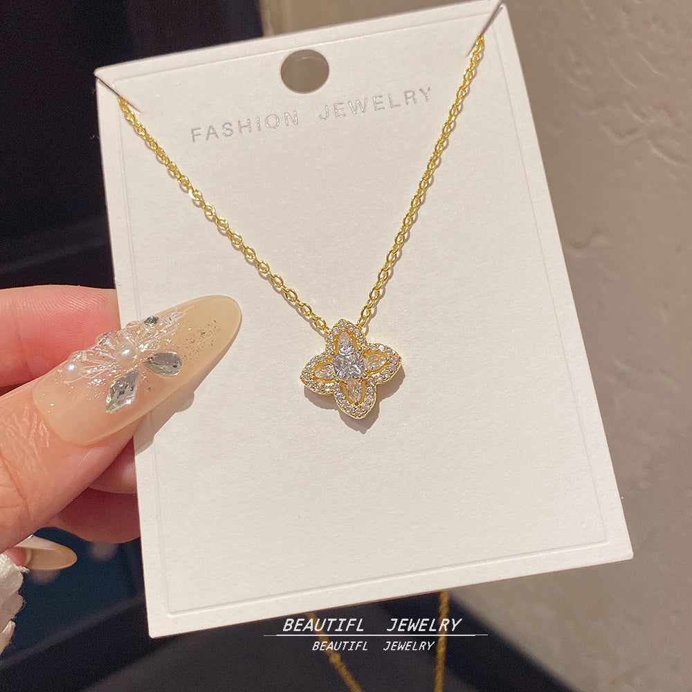 Women's Minority Simple Fashionable Elegant Zircon Clavicle Chain Titanium Steel Accessory Necklace