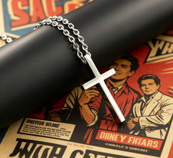Men's Personalized Titanium Steel Fashion Hip Hop Cross Long Necklace