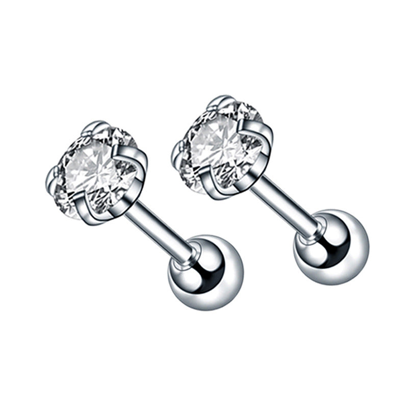 Men's Stainless Steel Zircon Korean Rhinestone Fashion Ear Earrings
