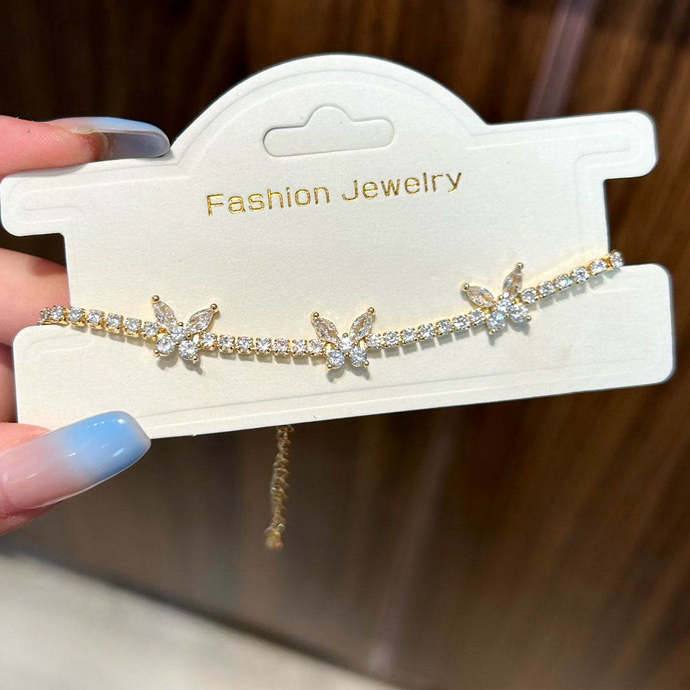 Women's Inlay Fritillary Four-leaf Flower Pull-out Light Luxury High-grade Bracelets