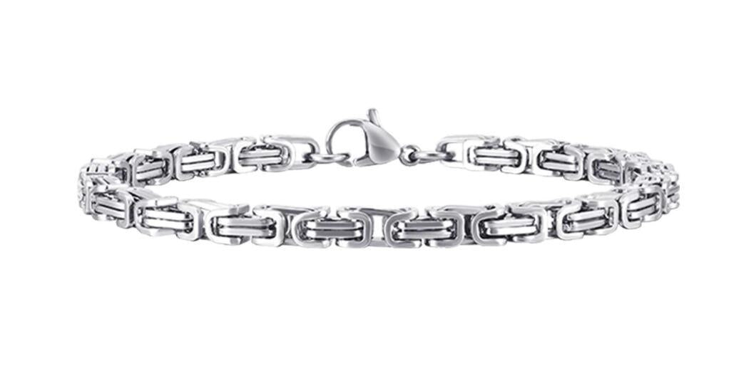 Men's Stainless Steel Square Byzantine Gold Fashion Bracelets