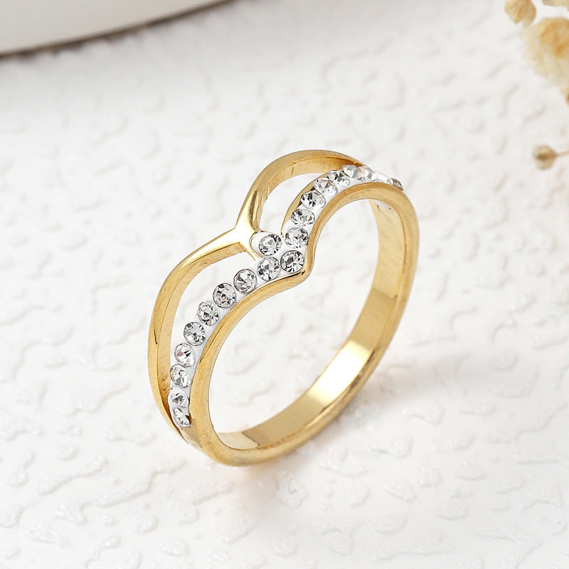 Korean Style Stainless Steel Ornament Irregular Gold Rings