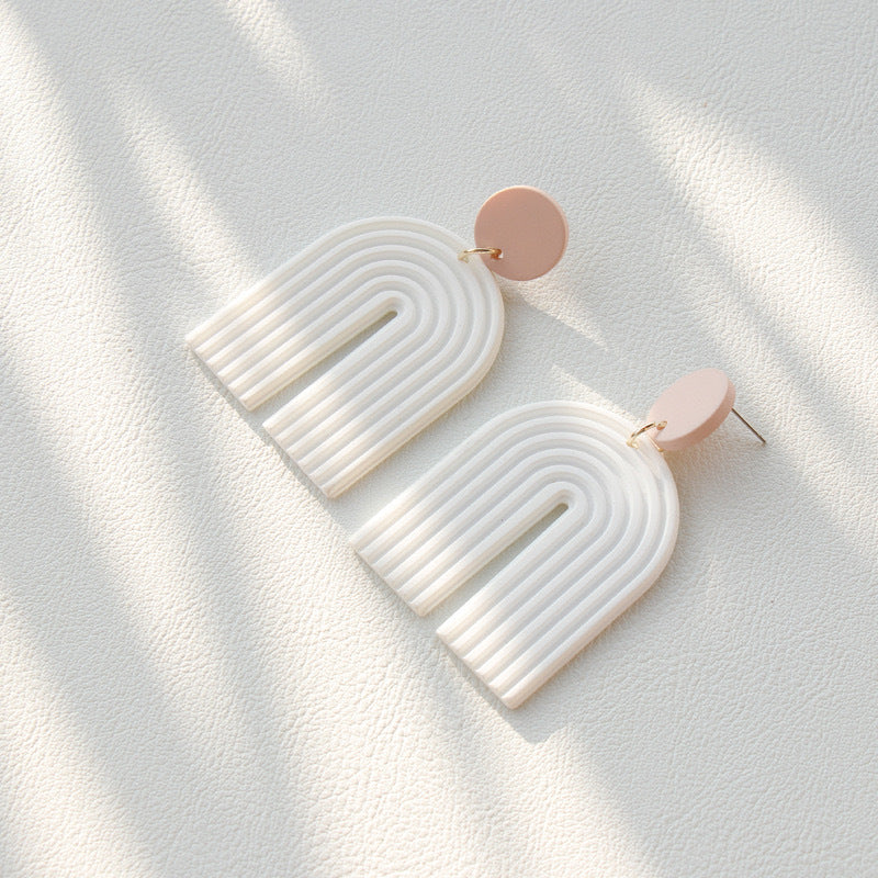 Bohemian Polymer Clay Handmade Rainbow Eardrop Stud Earrings
