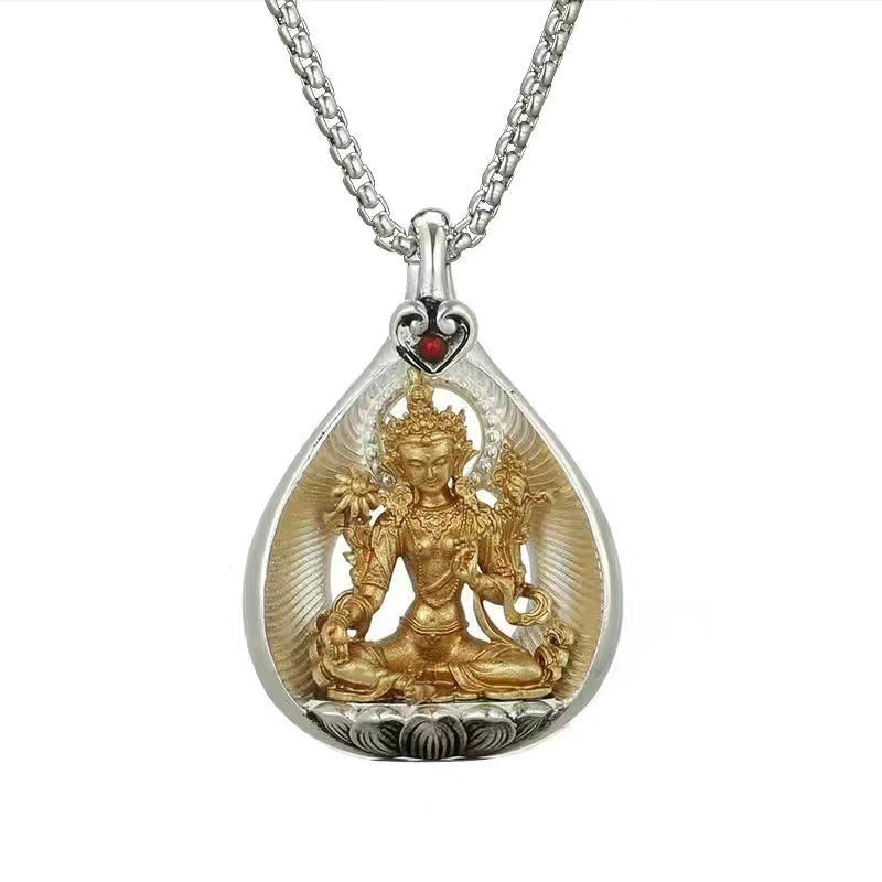 Women's & Men's Copper With Sier Sakyamuni Buddha Statue Necklaces