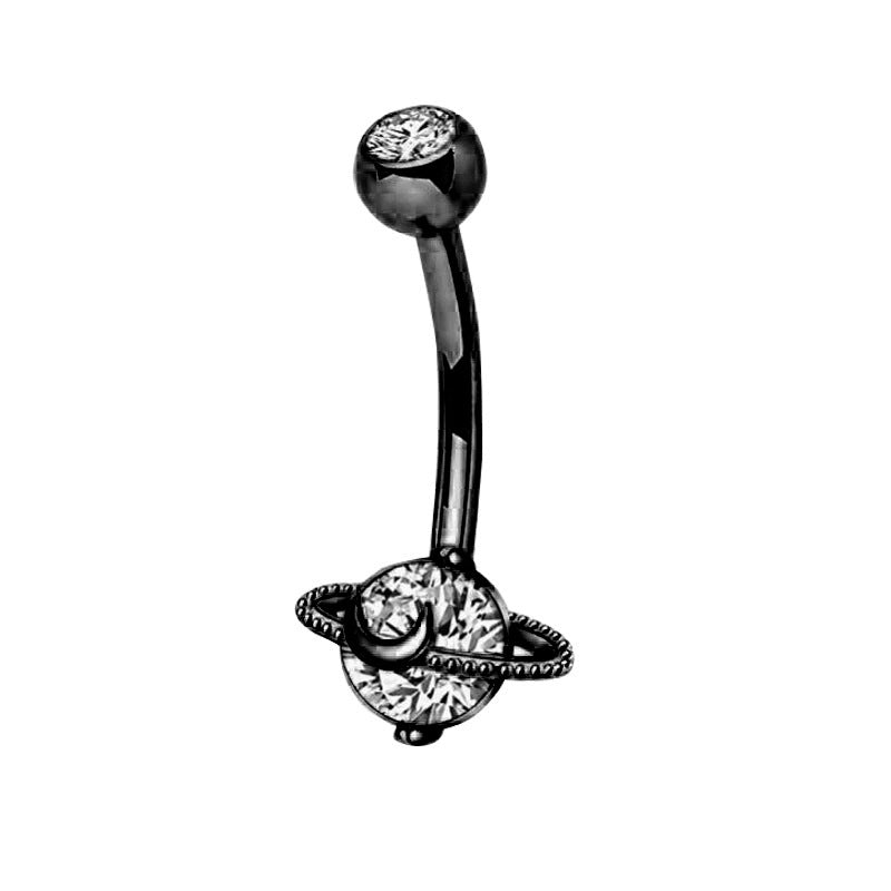 Black Suit Belly Navel Decoration Planet Rings