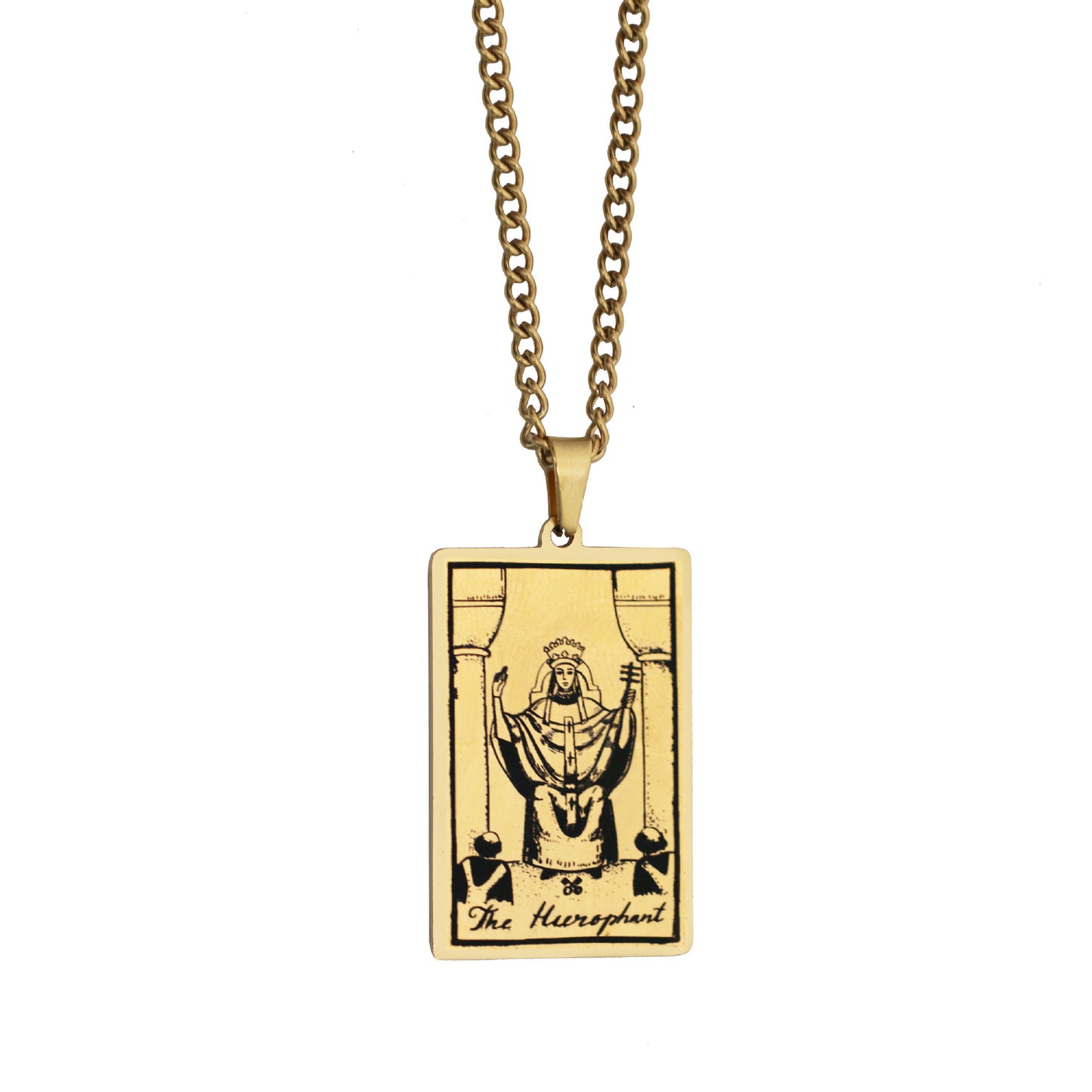 Zhang Tarot Titanium Steel Retro Rectangular Necklaces