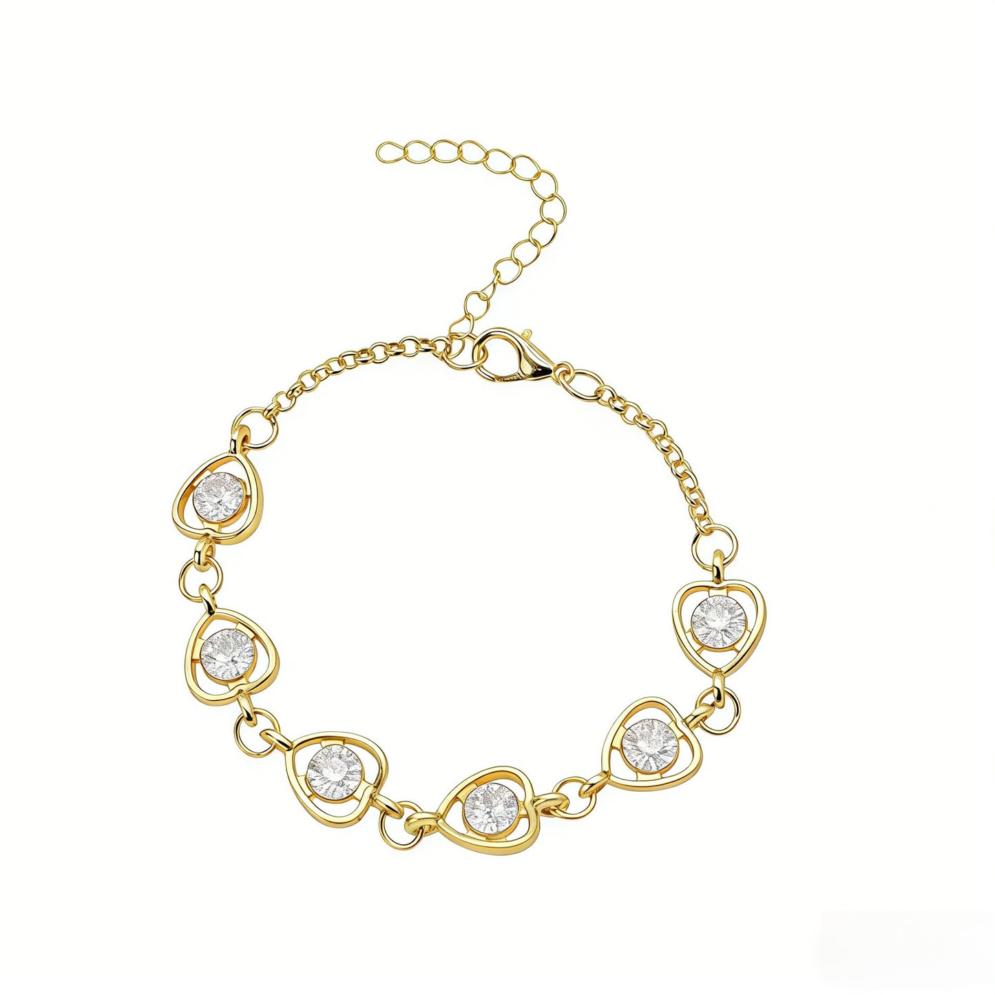 Six Peach Heart Crystal Fashion Elegant Single Hollow Shape With Bracelets