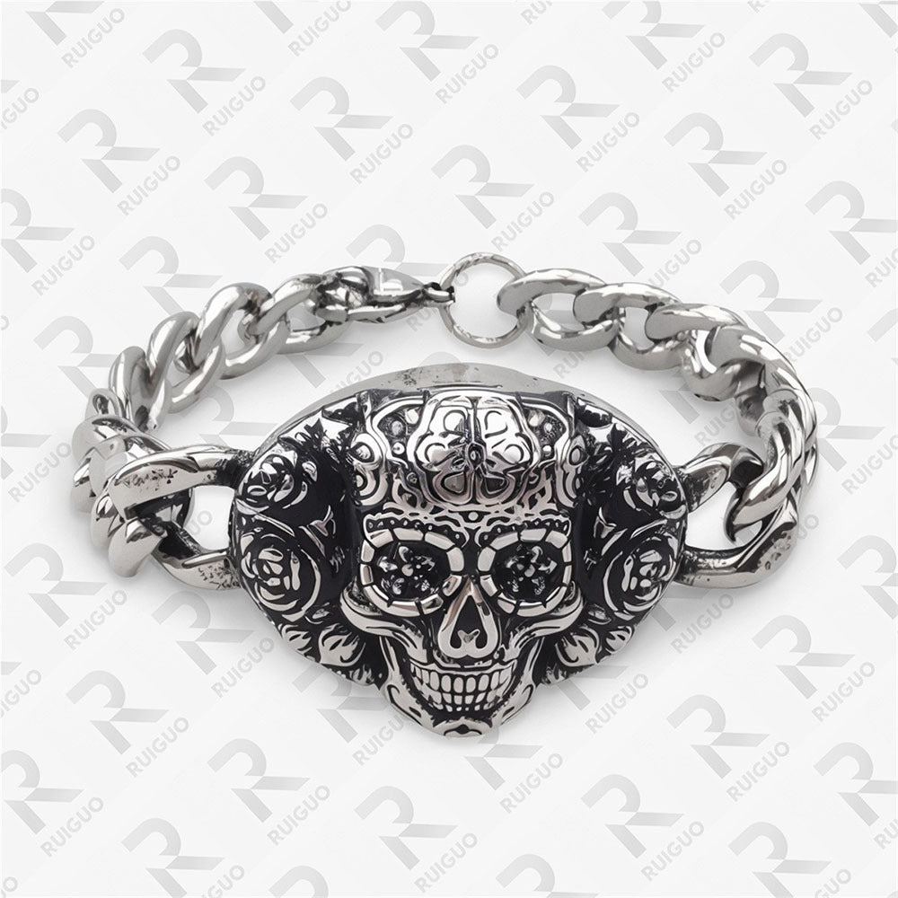 Men's Celtic Knot Skull Stainless Steel Cuban Cross Punk Retro Bracelets