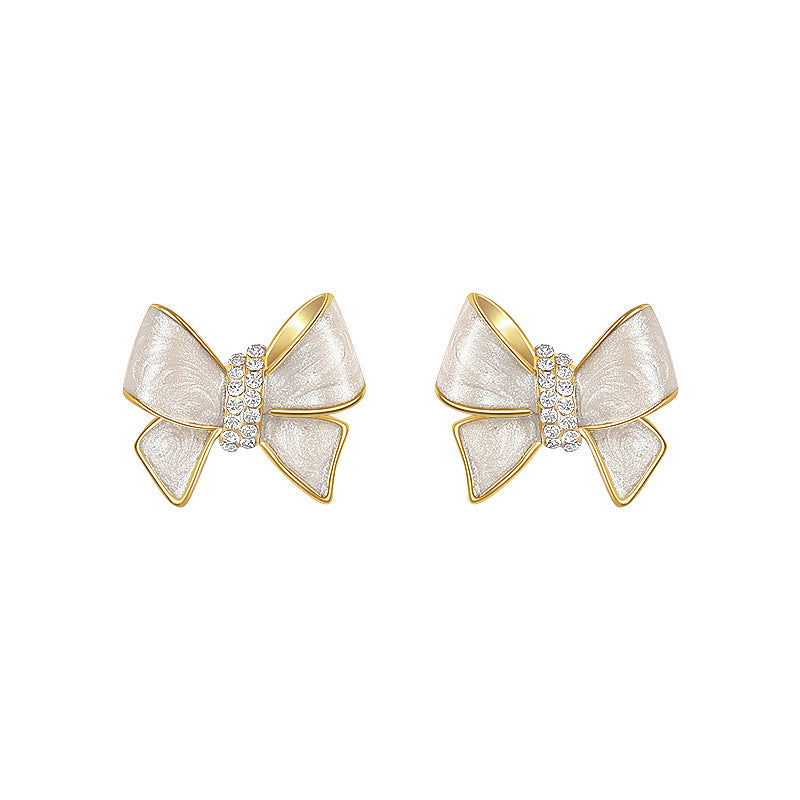 Women's Sier Needle High-grade Bow Design Light Earrings