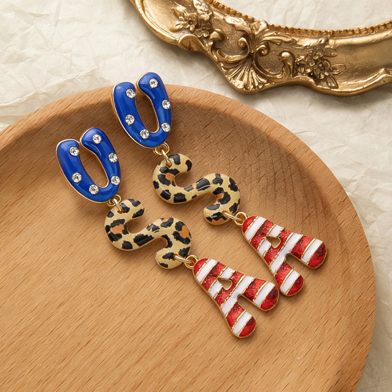 Women's Party Stars Stripes Vintage Drop Oil Rings