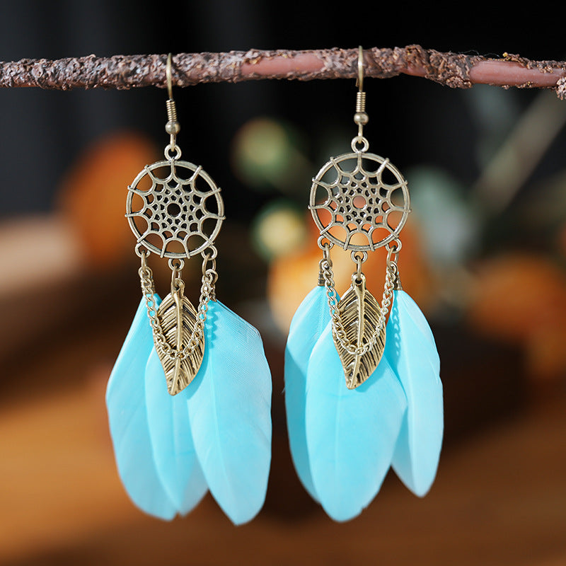 Color Creative Feather Bohemian Style Female Earrings