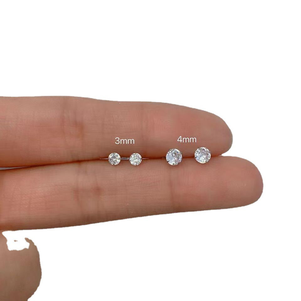 Women's & Men's Single Diamond Kind Of White Fungus Earrings