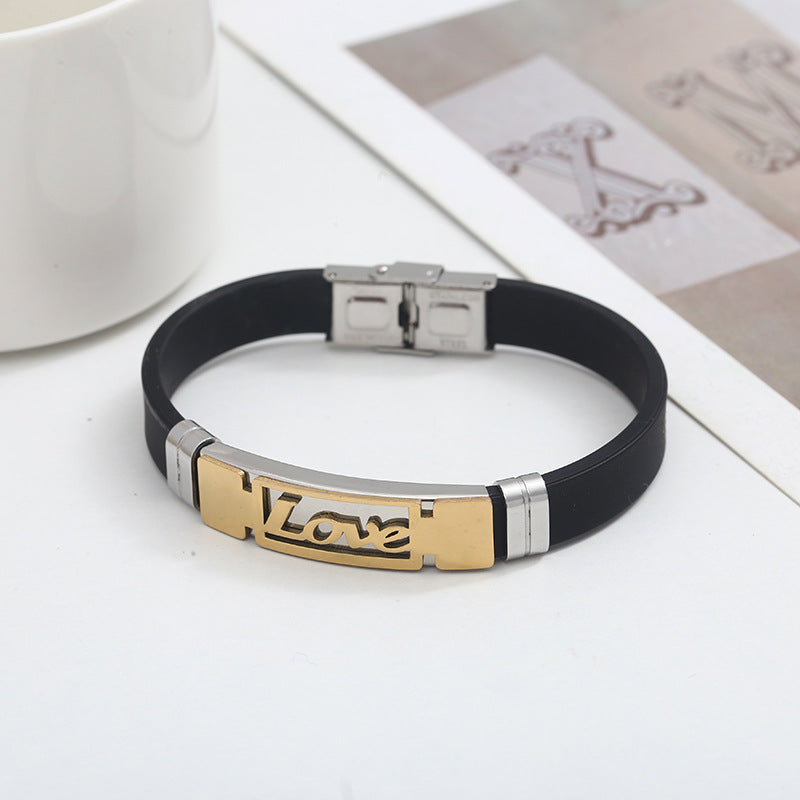 Men's Silicone Retro Personalized Stainless Steel Bracelets